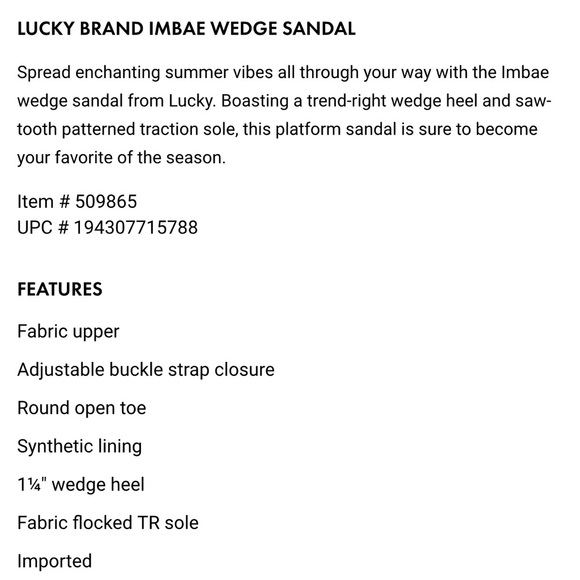 NIB Lucky Brand Imbae Strappy Platform Wedge Sandal Classic Blue Textile 8.5M - Picture 9 of 11